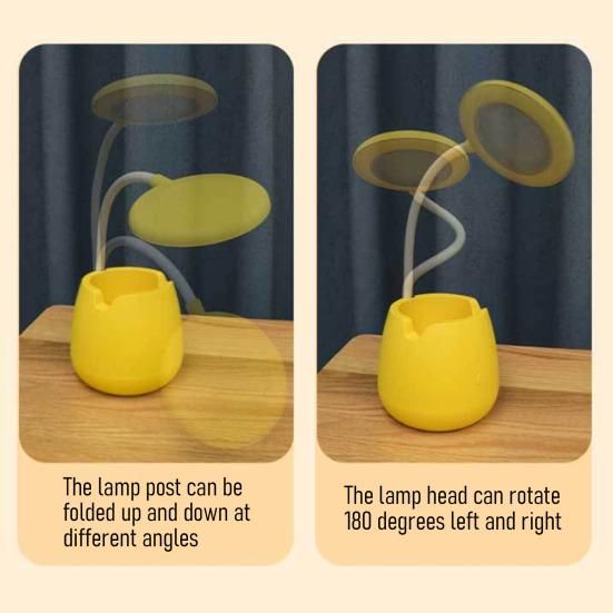 LED Desk Lamp with Pen Holder Small Dimmable Rechargeable Table Lamp with Flexible Gooseneck for Home Office Bedroom Desktop Nightstand