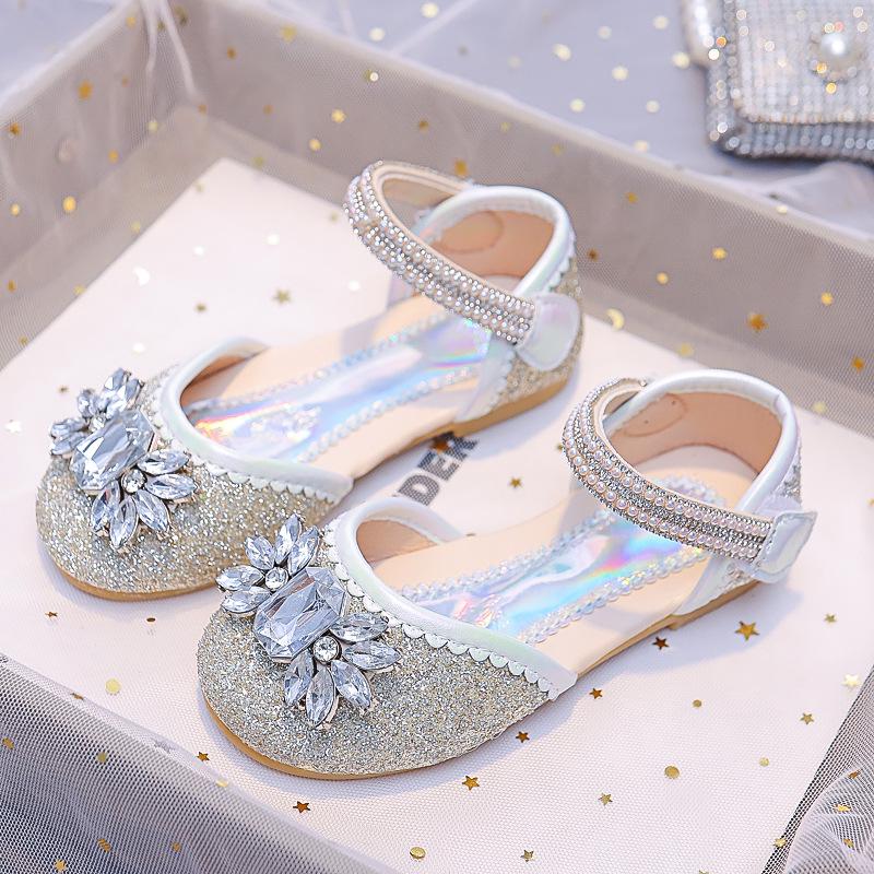 Girls' Rhinestone Sparkly Soft-Soled Sandals - 2025 Summer Princess Dance Shoes