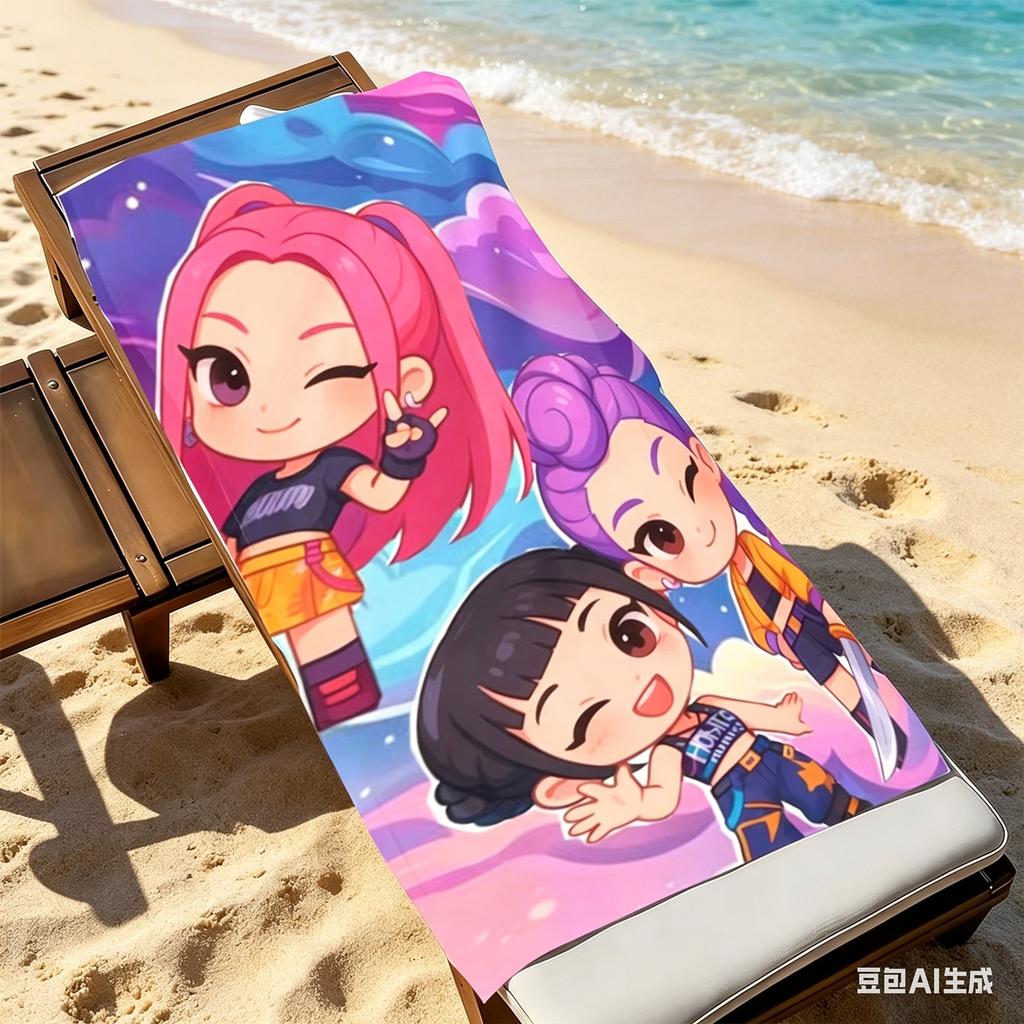 Kawaii Chibi Girls Beach Towel Microfiber Quick Dry Anime Cartoon Bath Towel For Swimming Pool Travel Gym Yoga Towel For Adults