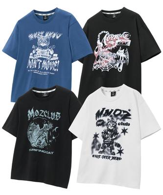 MOZMOZ [Set] Cat Lover Series Oversized Short Sleeve T-Shirt