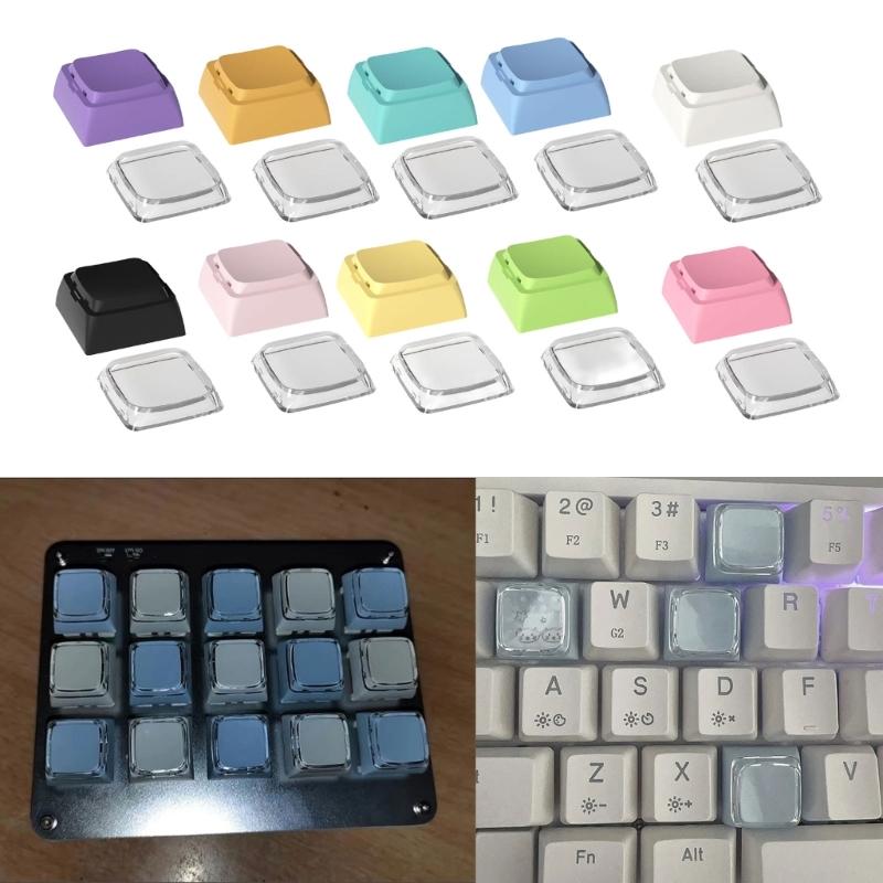 8pcs PBT Blank Keycap Set Cheey Profile PBT+PC 1U Keycaps for Mechanical Keyboards with Durability Classical Color