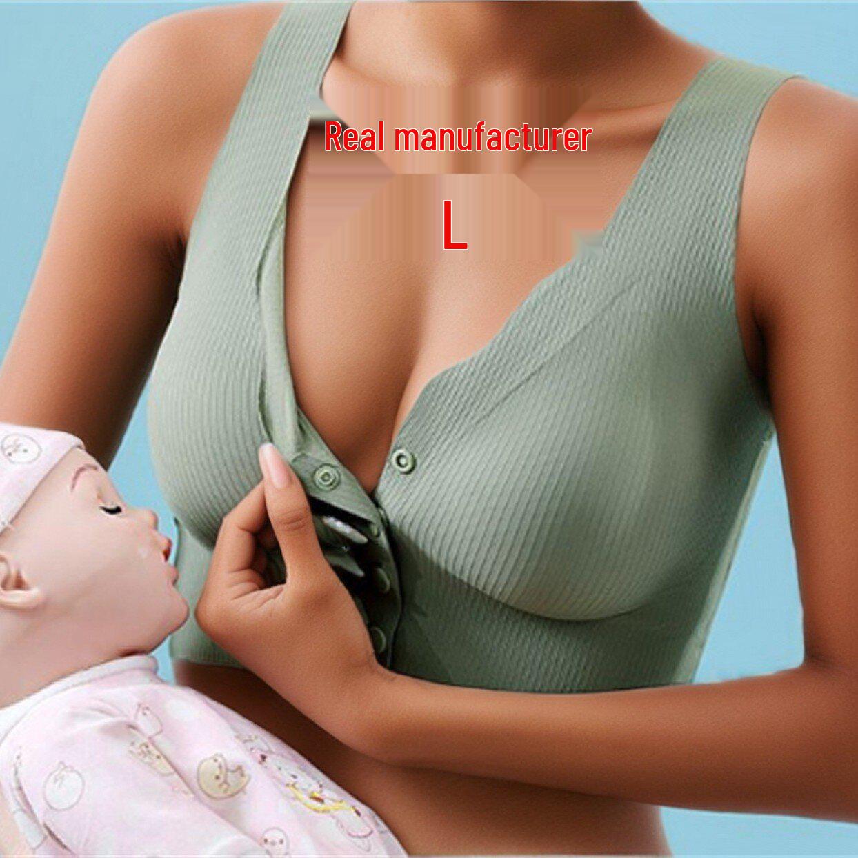 Front-Opening Postpartum Maternity Nursing Bra M хаки