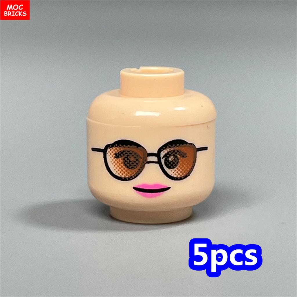 MOC Bricks Hollow Flesh Face Expression Head For 4cm Figure DIY Educational Building Blocks Toys For Children Gifts