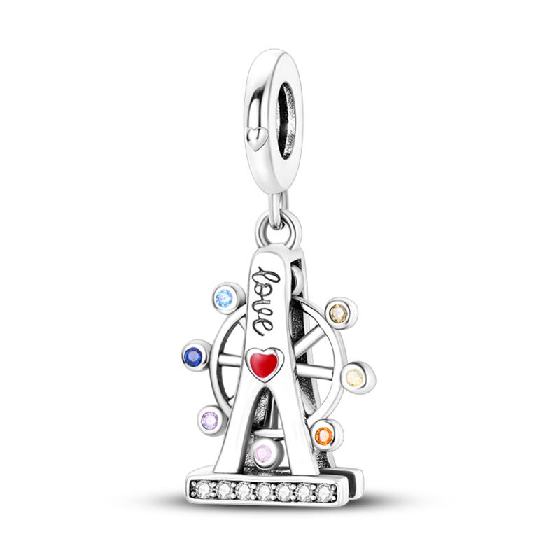 Fun Copper Magic Hat Card Graffiti Amusement Park Circus Charms Beads Fit Pan Original Bracelets Diy Fine Jewelry