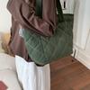 Large Capacity Cotton Padded Down Shoulder Bag, Women's Car Stitching Tote Bag, Expandable and Retractable Suitcase, Commuting Bag for Travel