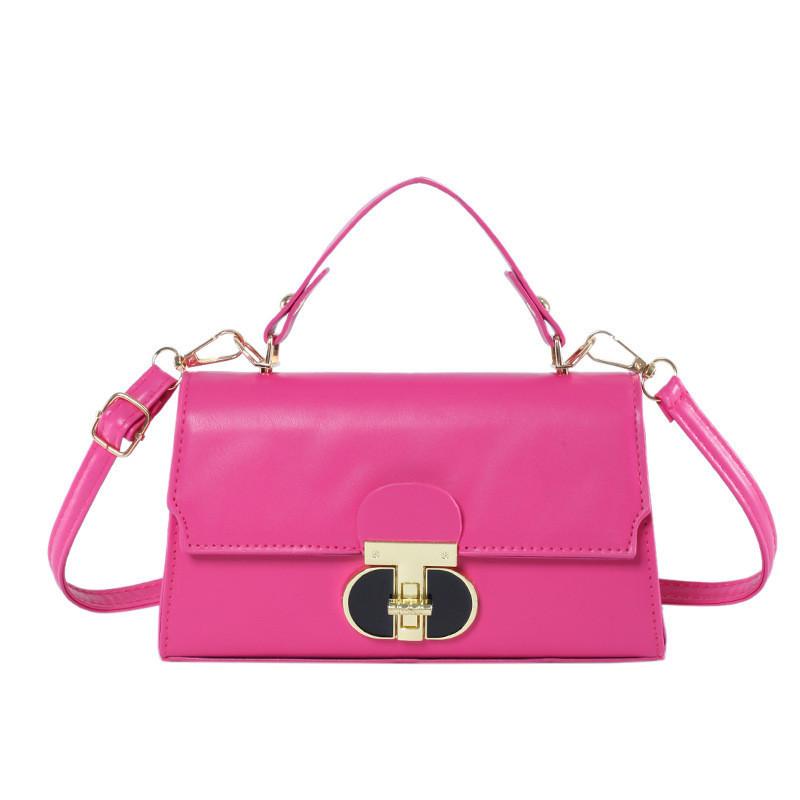 Fashionable Pure Color Street Style Shoulder Messenger Bag 2024 New Popular Lock Buckle Handheld Small Square Bag розовый