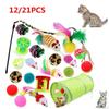 Teaser Bulk Toy Kitten Interactive Cat Toys Set Collapsible Tunnel Stick Mouse Feather Balls