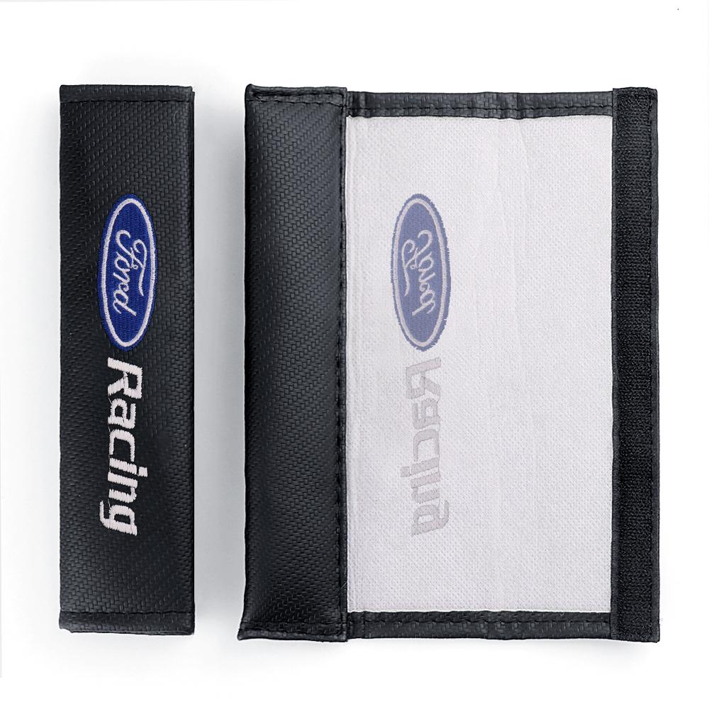 1/2PCS Carbon fiber Car Seat Belt Shoulders Pads Covers For Ford Mondeo Explorer edge Focus fiesta Kuga Shelby Mustang ST Racing
