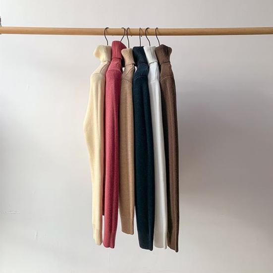 Knitting Tops Women Long Sleeve Turtleneck Sweater Solid Color Thickened Fleece Lined Autumn Winter Knitwear