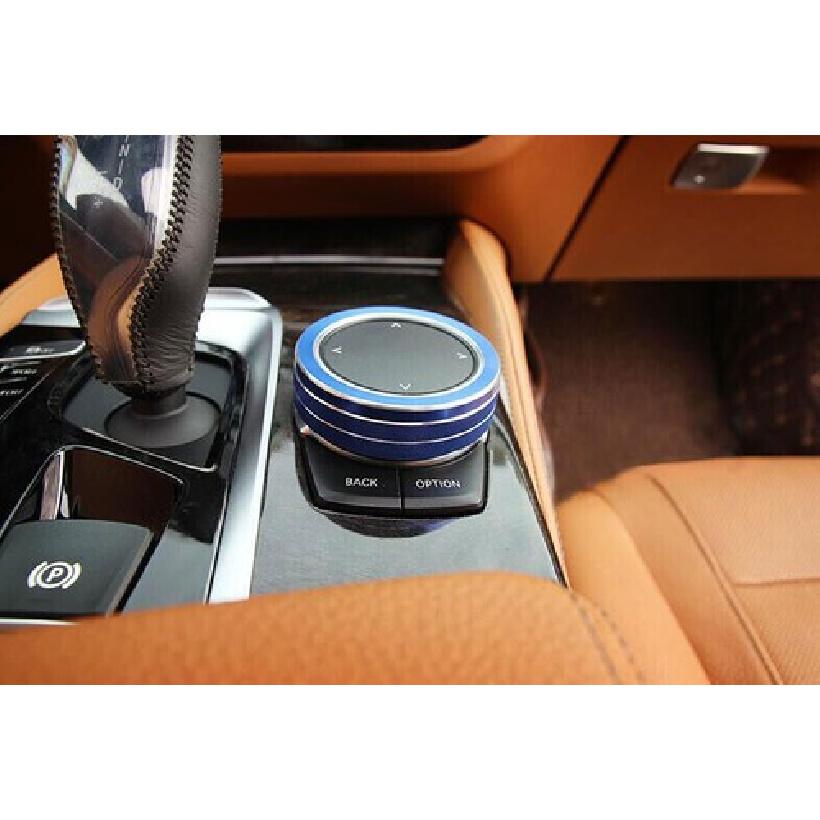 Blue Aluminum Middle Console Multimedia Knob Ring Trim For BMW 5 Series 2018-22
