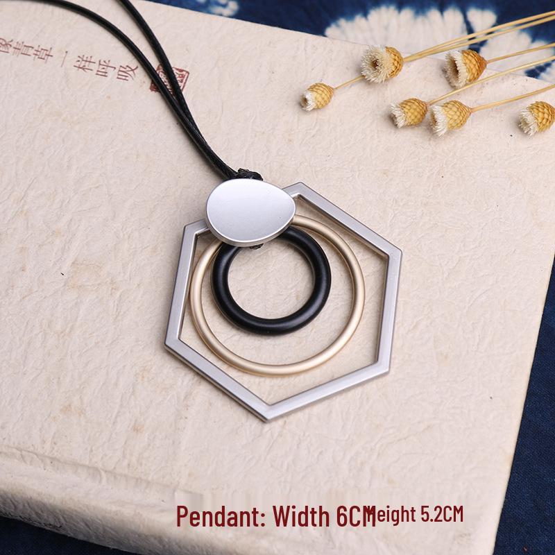 Evropsko-americký retro dlouhý náhrdelník s přívěskem: Jednoduchý svetr řetízek v korejském stylu pro studenty