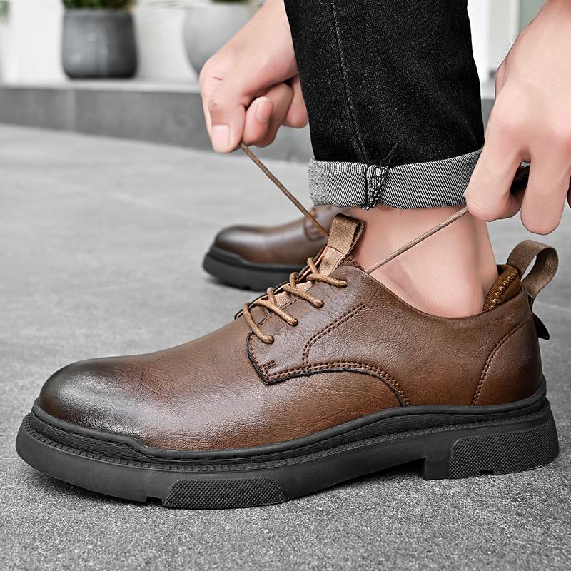 Fashion All-match Handmade Walking Shoes Business Genuine Leather Shoes Men's Lace Up Oxford Footwear Men's Lace-Up Classic Casual Shoes