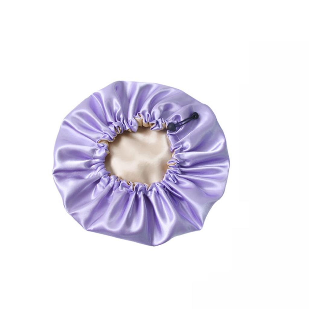 Waterproof Bath Hat Women Shower Cap Elastic Reusable Bath Hat Bathroom Double Layers Hair Cover Women Bathroom Accessories