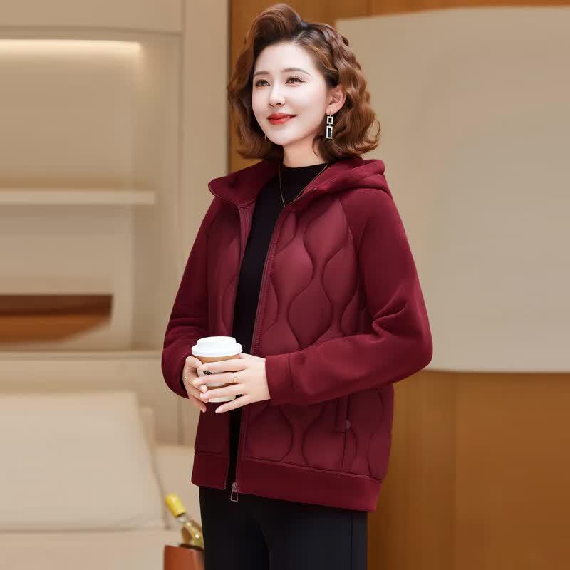 Yalu Mid-Aged Women's Warm Padded Hooded Jacket