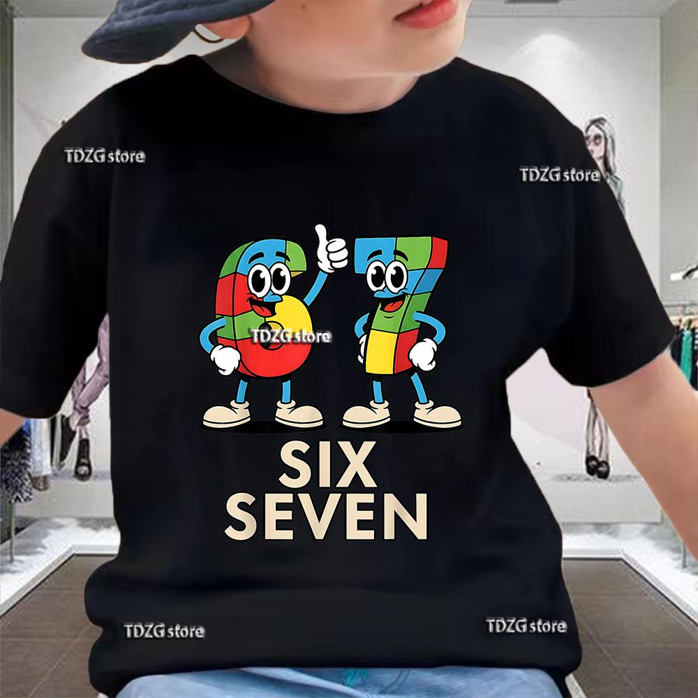 Summer Funny Six Seven 67 Digit Print Children's T-Shirt Casual Cotton Boys Short Sleeve Fashion Comfortable Kids Sport Clothes