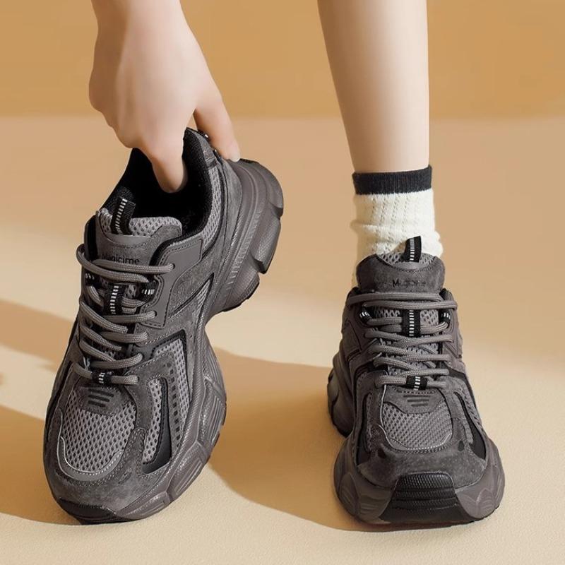 Sports dad shoes women's spring and summer new versatile students thick soles increase height, light breathable mesh running
