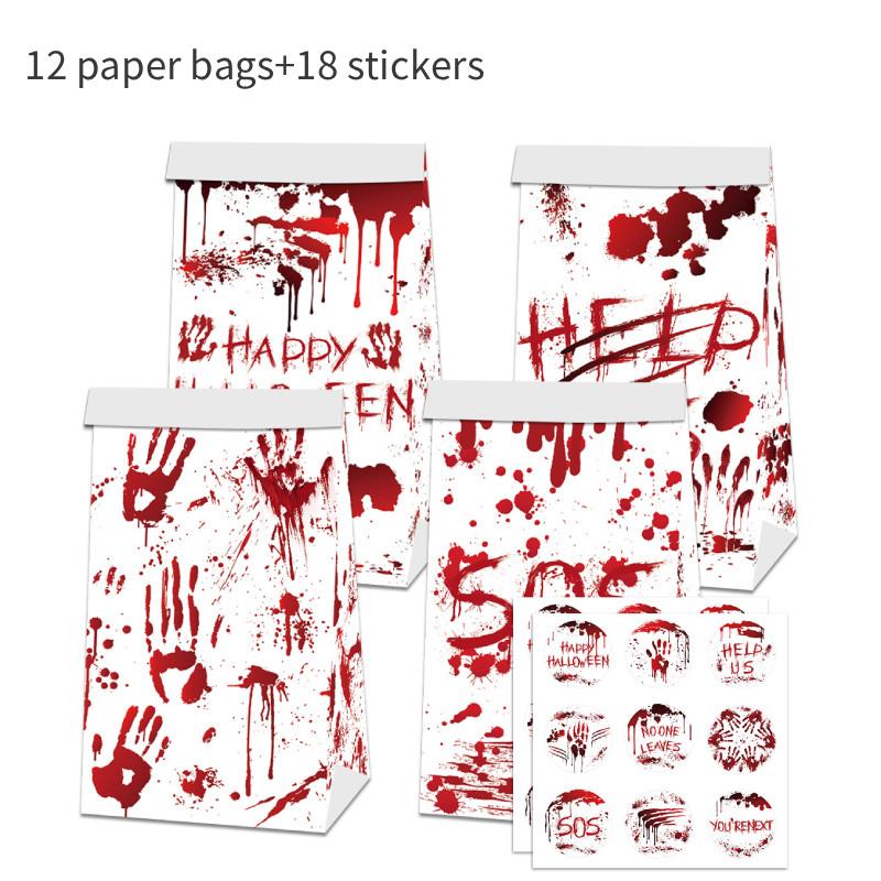 Horror Themed Halloween Blood Hand Pattern Party Candy Snack Packaging Bag Paper