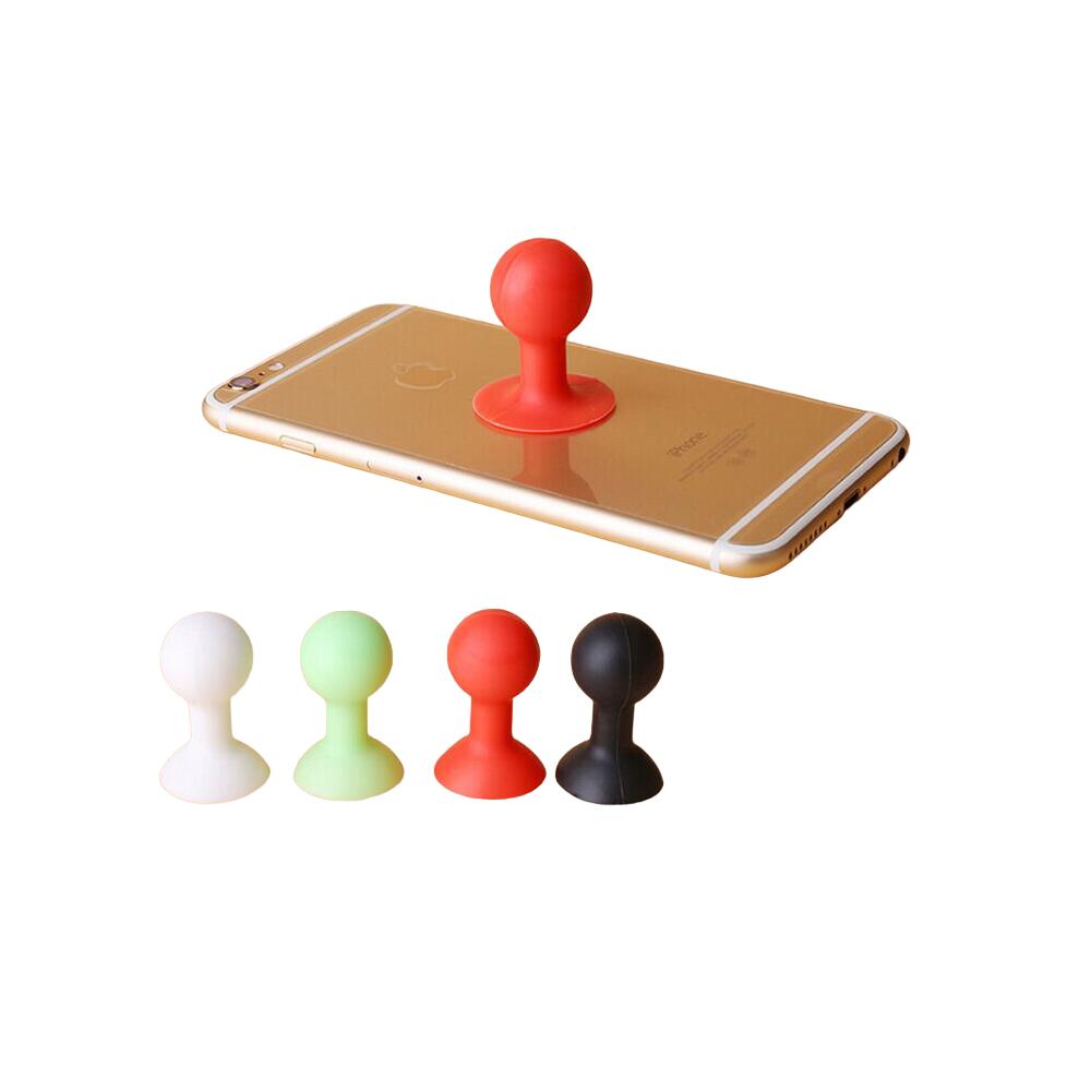 Silicone phone holder with suction cup and round head, red