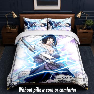 Sasuke Uchiha Design Bed Bedding Set 1 Duvet Cover + 2 Pillowcases Soft Breathable Household Bed Linens