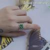 Lulu Tong 2022 S925 Silver Lace Geometric Ring with 8 Carat Green High Carbon Diamond