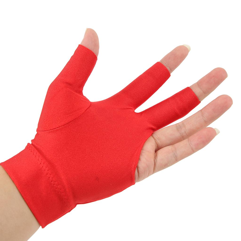 Billiard Pool Gloves 3 Fingers Cue Gloves Shooters Snooker Cue Sport Glove For Left Right Hand Red