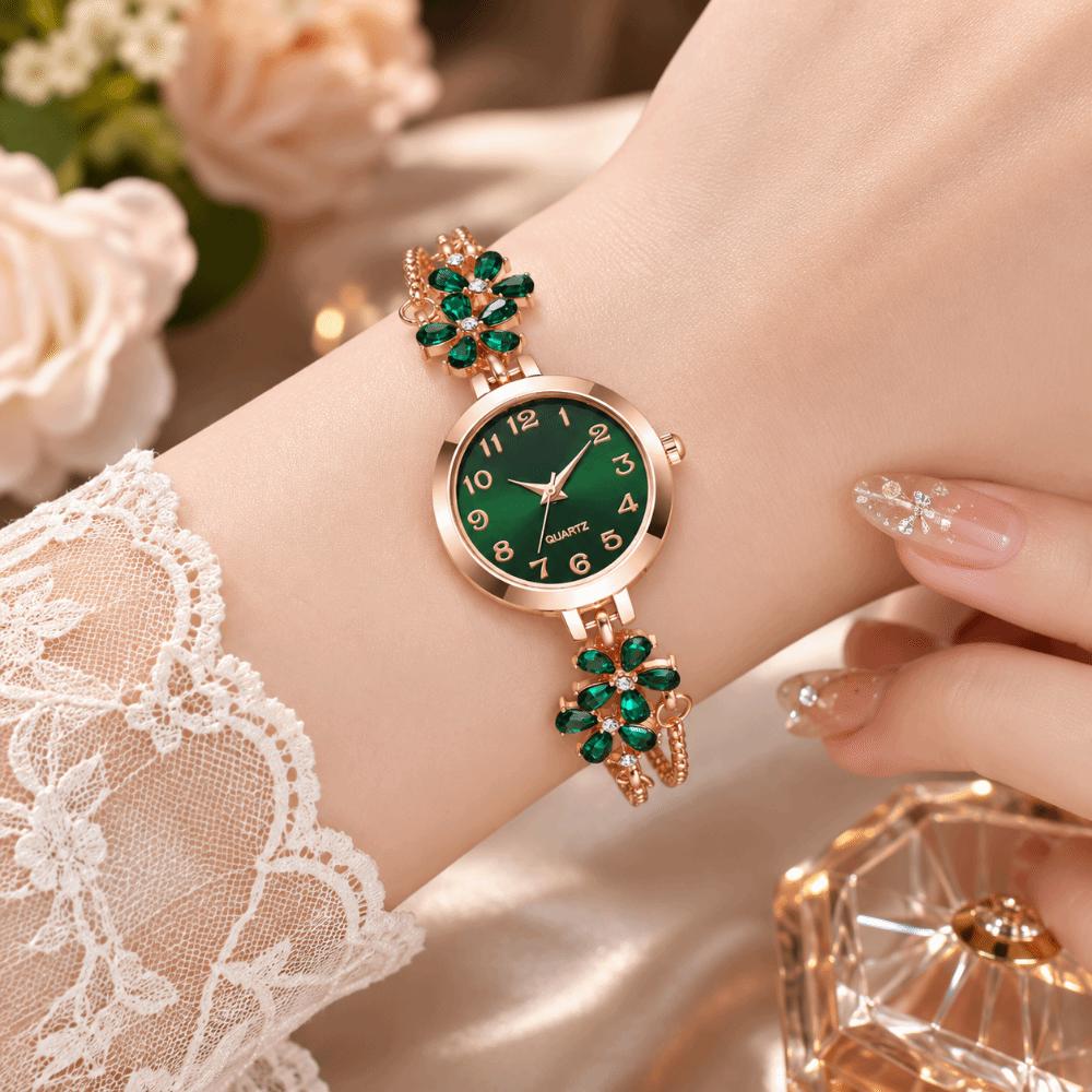 Exquisites Damenarmbanduhr Vintage Blume Quarz-Armbanduhr Vintage Damenuhr Tägliches Tragen