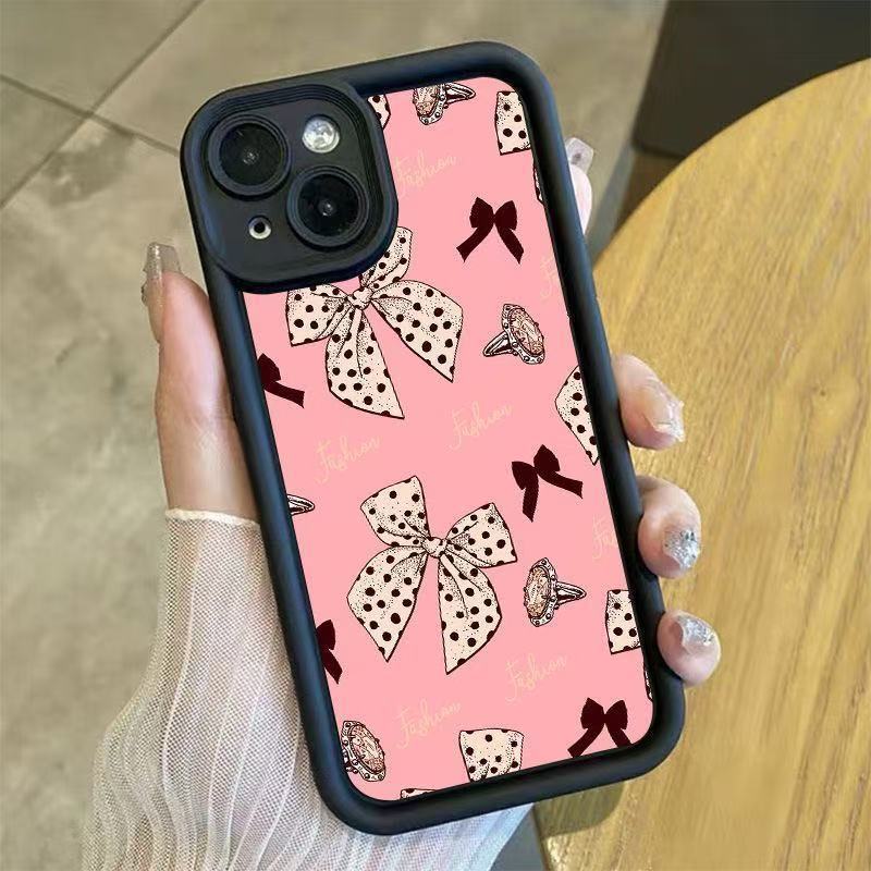 Black Spot Bow Is Suitable for Iphone16pro Mobile Phone Case 11 Apple 15 Foreign Trade 14/13promax New 12.