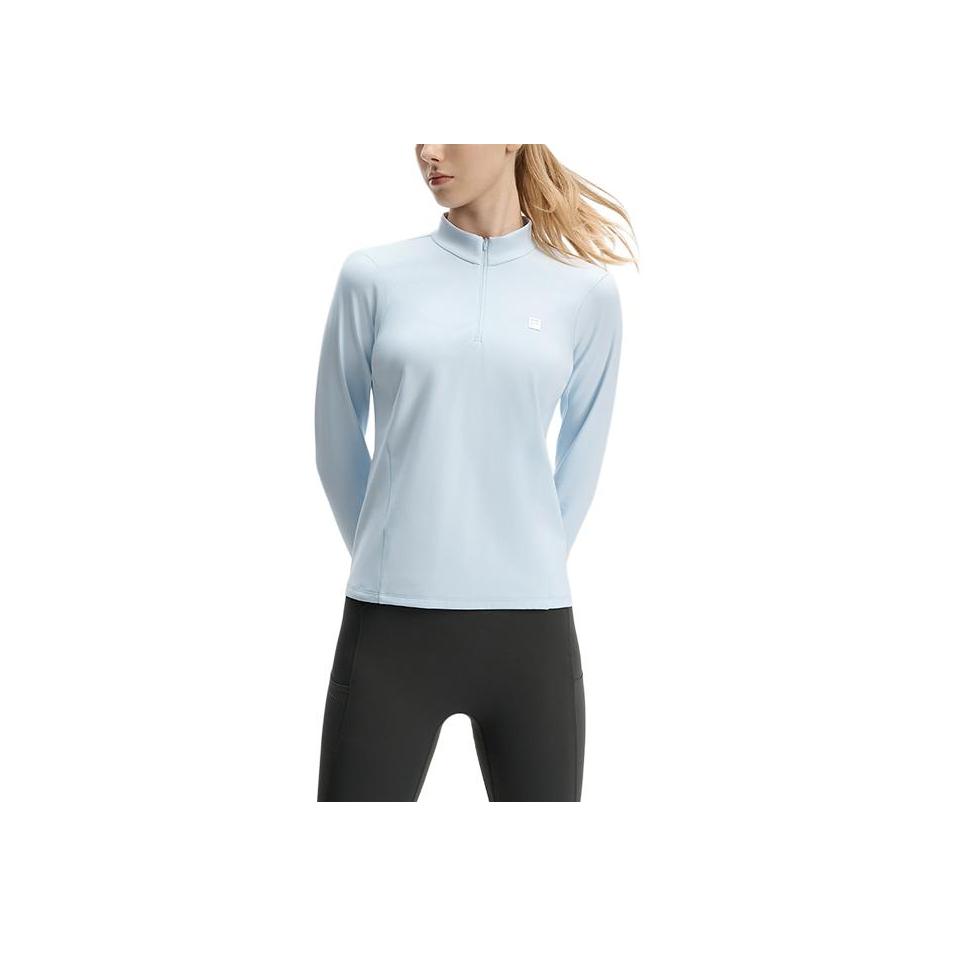 Fila Fitness Dopamine Sports Half-Zip Fleece Slim Fit Breathable Long Sleeve T-Shirt Women Tops Newborn-Blue A11W441202F-LB