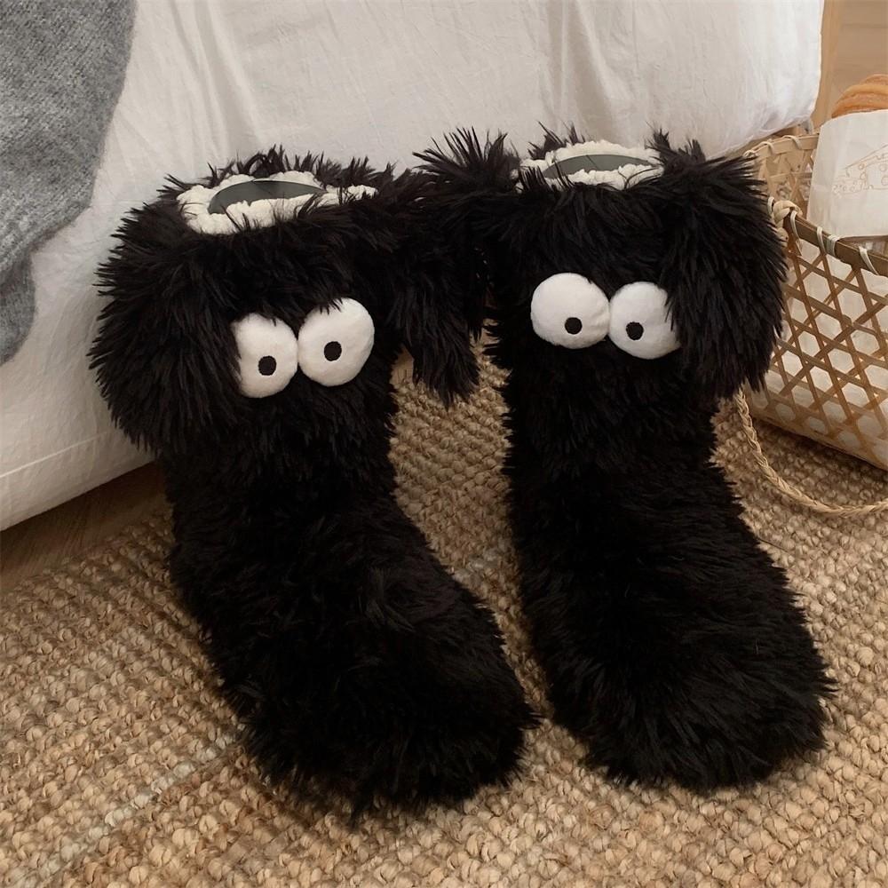 Big Eyes Non-slip Floor Socks Cartoon Coral Fleece Socks Slipper Socks with Puppy Ears  Girls