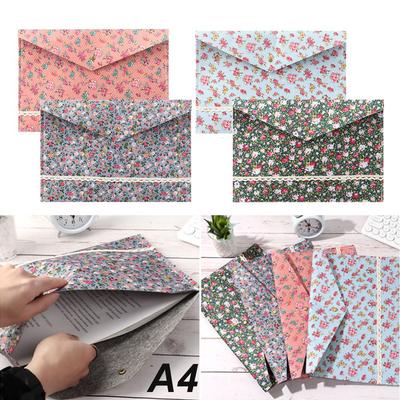 Portable Organizer Simple File Folder Floral Document Bag Paper Holder Canvas Felt File Briefcase