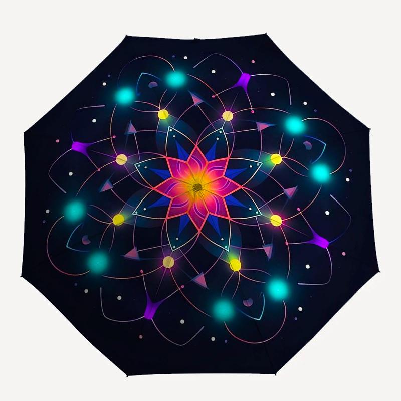 1pc Mandala Art Design Umbrella with Plastic Handle,Vibrant Cartoon Pattern,Multi-functional UmbrellaPT007