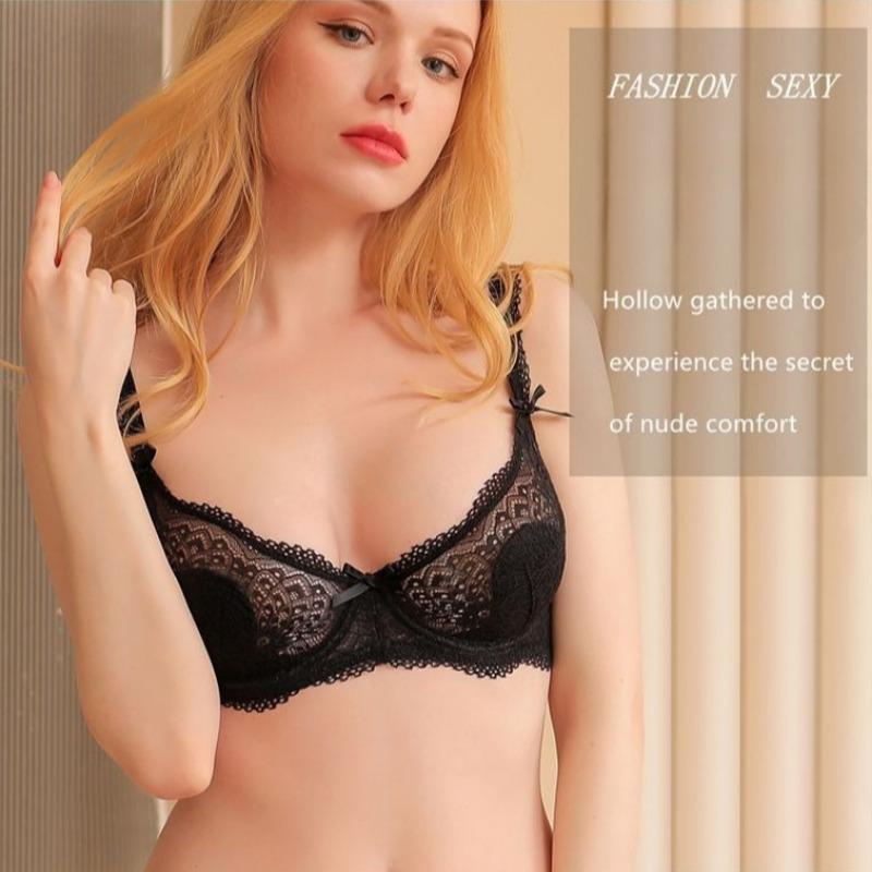 Europäisches und Amerikanisches Stil Dessous-Set mit Sexy Spitze Durchsichtiger Slip und Ein Push-up-BH zur Betonung Großer Brüste