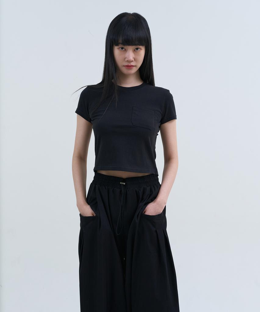 Yuseuteule Chest Pocket Short Sleeve T-Shirt (Black)
