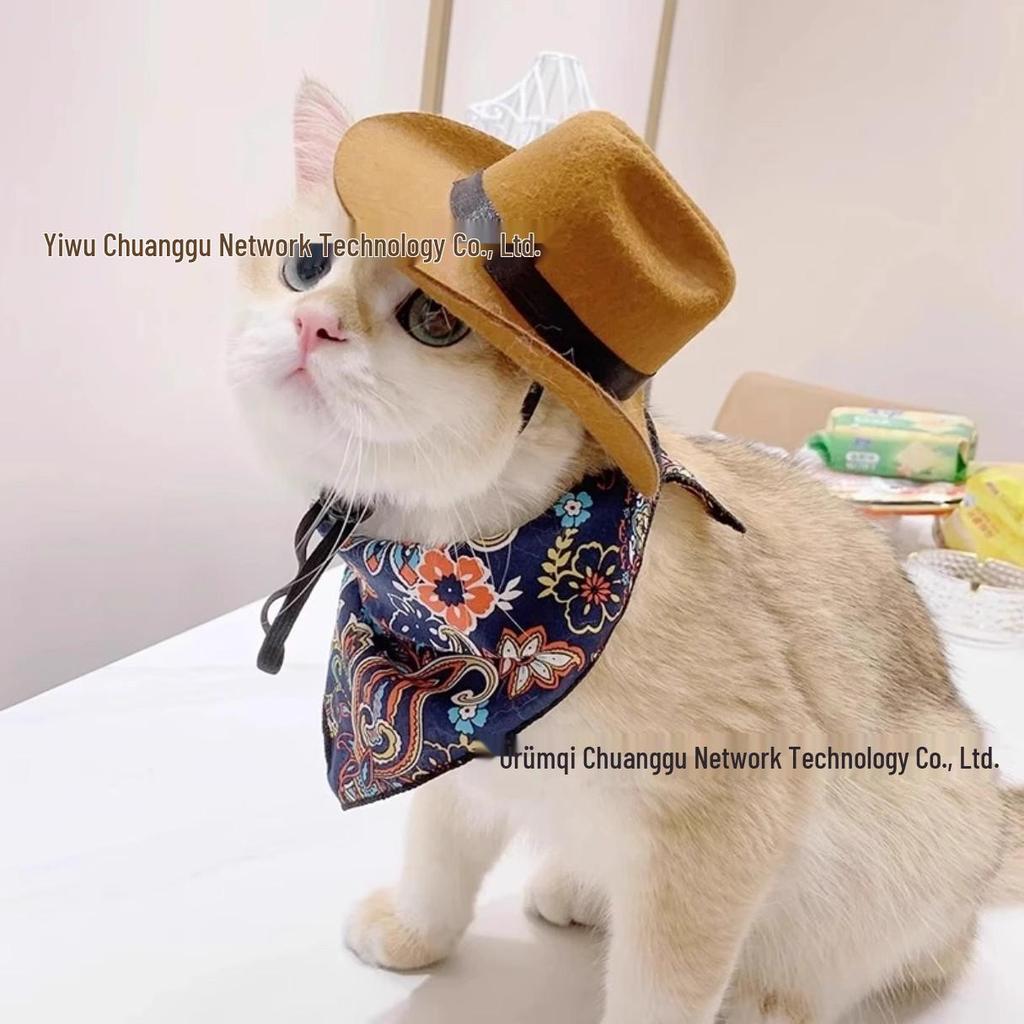 Western Cowboy Straw Hat for Small Pets - Cat & Dog Costume Photo Prop
