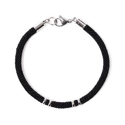 Jbans Classic Modern Black Italian String Surgical Bracelet (C2001-Ac587_Bk)