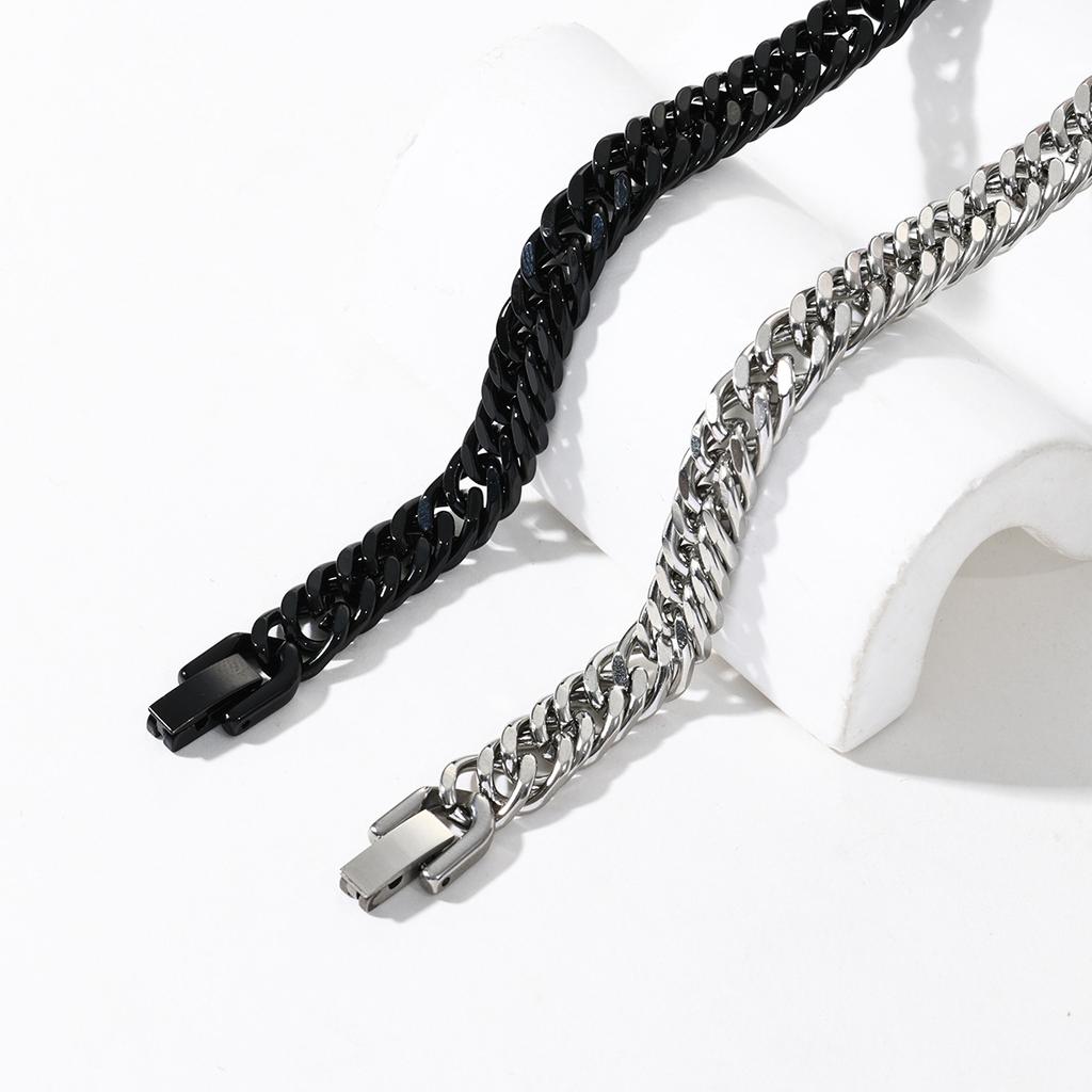 Stainless steel four-sided grinding double-woven bracelet hip-hop cold wind Cuban bracelet jewelry buckle bracelet