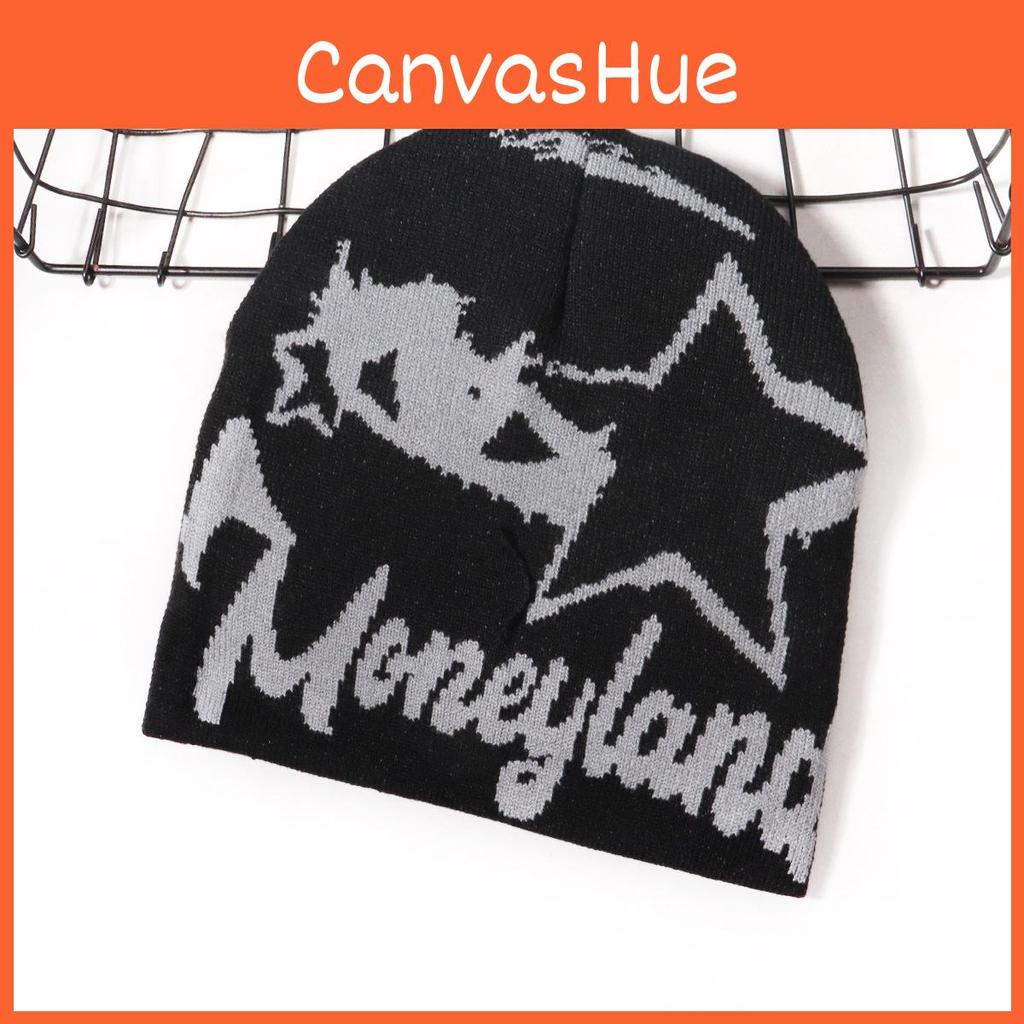 Street Star Style Letter Pattern Neutral Warm Knitted Hat For Autumn Winter And