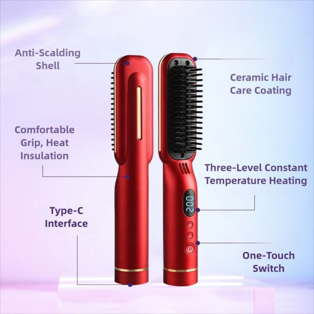 8 Temp Settings Hair Straightener Type-C Straightening Comb Portable Straight Hair Comb