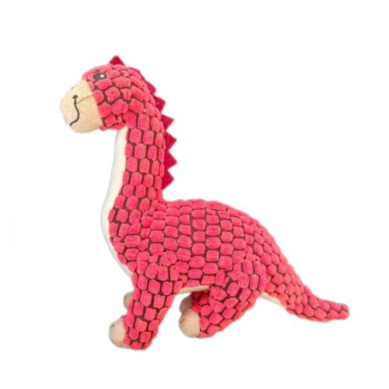 Plush Dinosaur Dog Toy Squeaky Interactive Dog Chew Toy Textured Stuffed Animal for Puppy Teething Medium Large Dogs