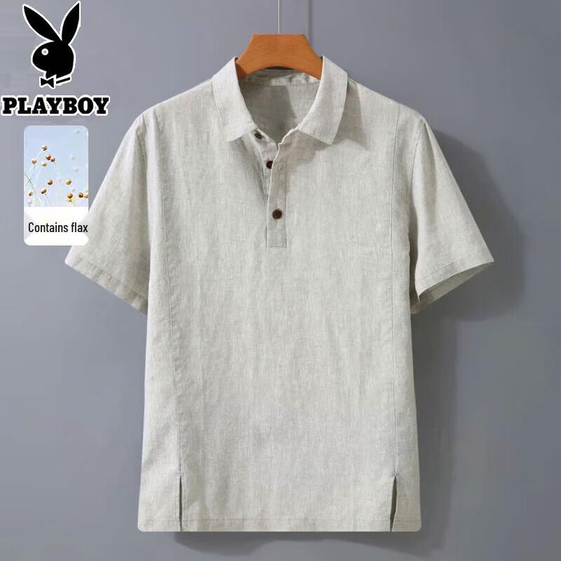 

Playboy Men s Linen Blend Short-Sleeve Polo Shirt L