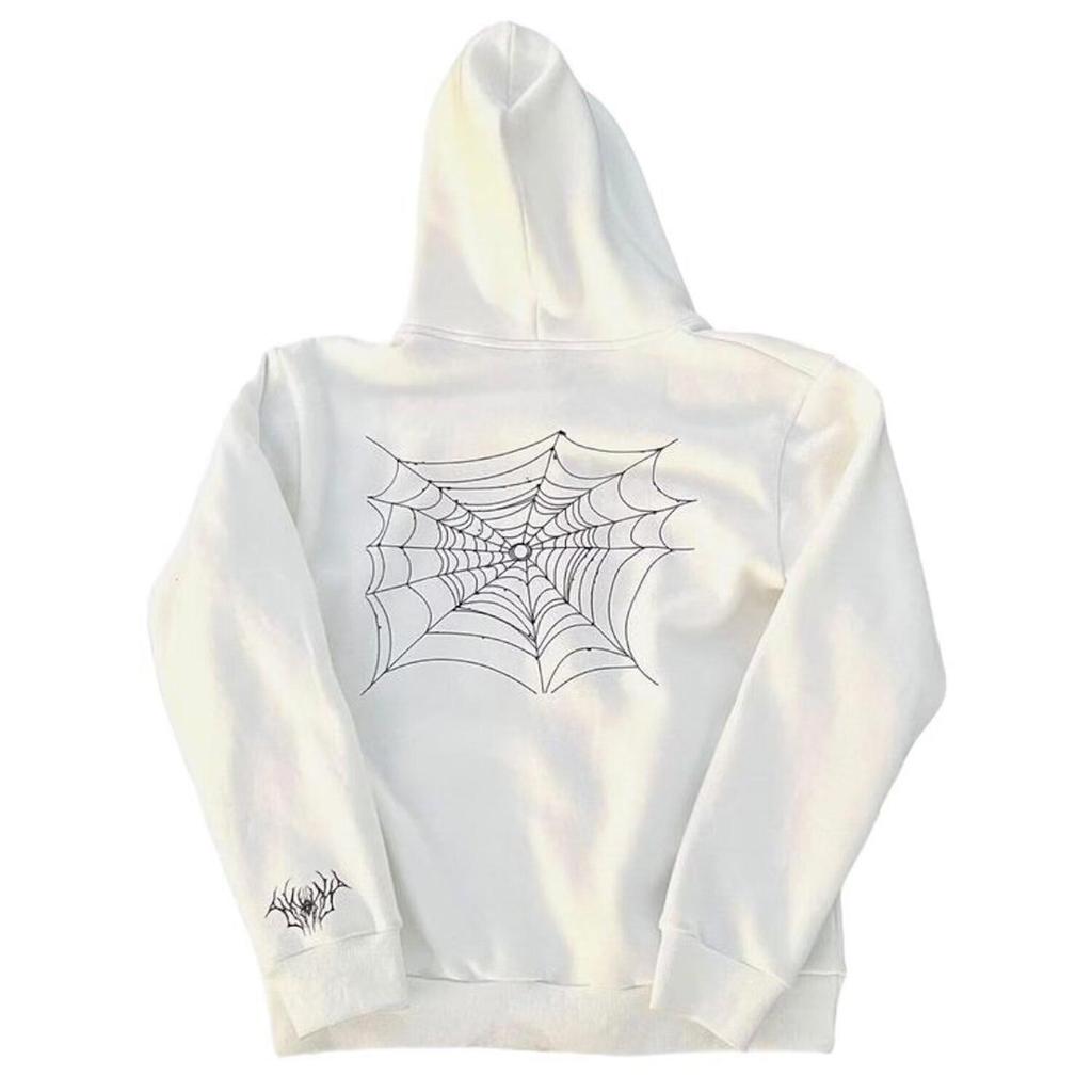 Pentagram Spiderweb Hooded Zip-Up Cardigan - Trendy, Versatile Loose Fit for Couples