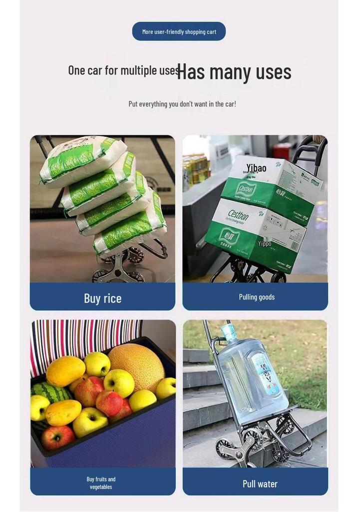 Compact Folding Stair-Climbing Grocery Cart for Seniors