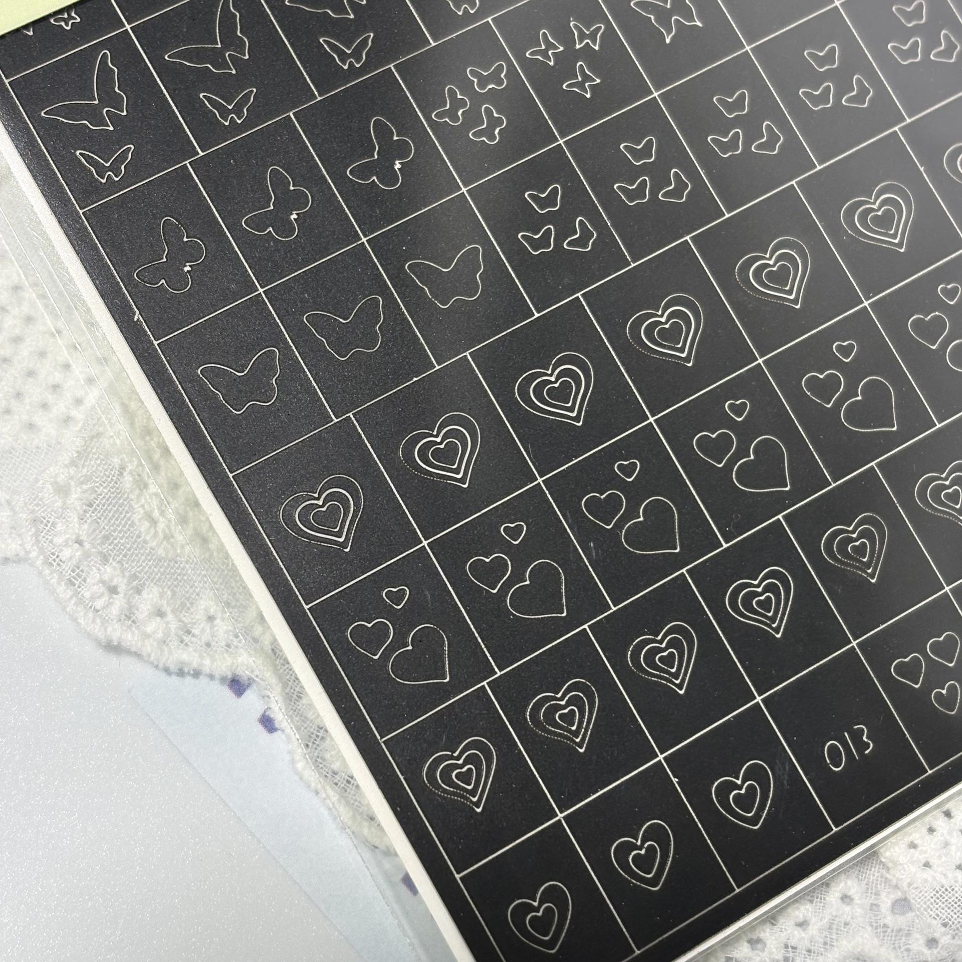 

Hollow Love Heart & Butterfly Nail Art Stickers with Adhesive Backing Four-Leaf Clover
