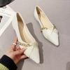 Fashion New Designer Metal Chains Flat Shoes Woman Lace Band Ballet Flats Pointed Toe Stripe Fabric Slip On Loafers Women Working Shoes