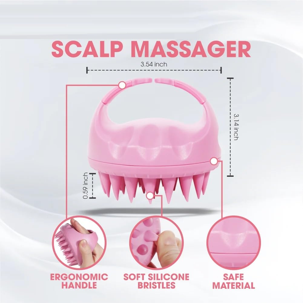 CLICKSWIFT Hair Scalp Massage Brush for Hair Growth Super Soft Silicone Bristles Dandruff Hair Washing Massager Brush Comfort Scalp Care Manual H