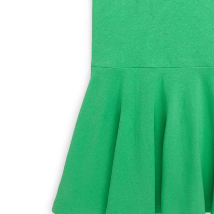 Polo Ralph Lauren Kids Šaty Ss24 Jednobarevné Logo Výšivka Polokošile Límec Krátký Rukáv Dětské Šaty Zelená 313698754-081