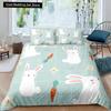 Kids Cartoon Rabbit Carrot King Queen Duvet Cover Boys Girls Cute Bunny Bedding Set Animal Quilt Cover Polyester Comforter Cover