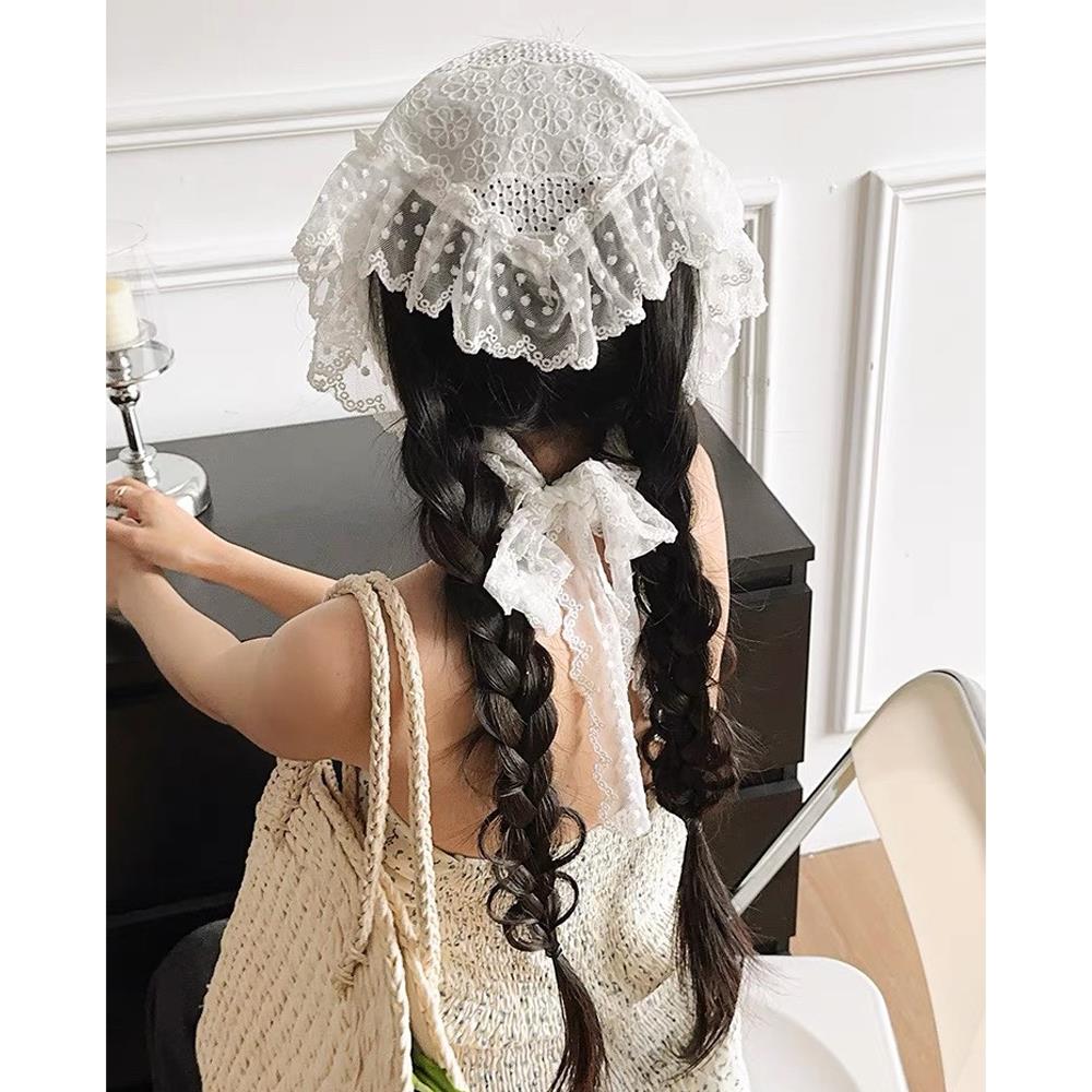 QUENTE Lenço de Cabeça Triangular de Renda Retrô Saia Curta Meia Saia Saia Cortina de Bumbum Acabamento de Renda Avental Pequeno Elegante Renda Floral Lenço de Cabelo