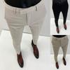 Men's Spring/Summer 2025 Elastic Slim Fit Korean Style Non-Iron Solid Color Business Casual Trousers