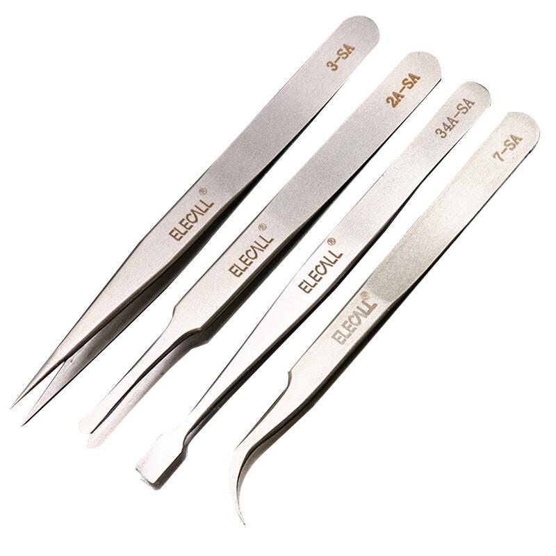 ELECALL SA4 4-Piece Stainless Steel Tweezers Set